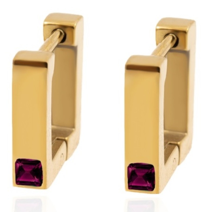 Női fülbevaló, Izmael, rozsdamentes acél, arany/piros