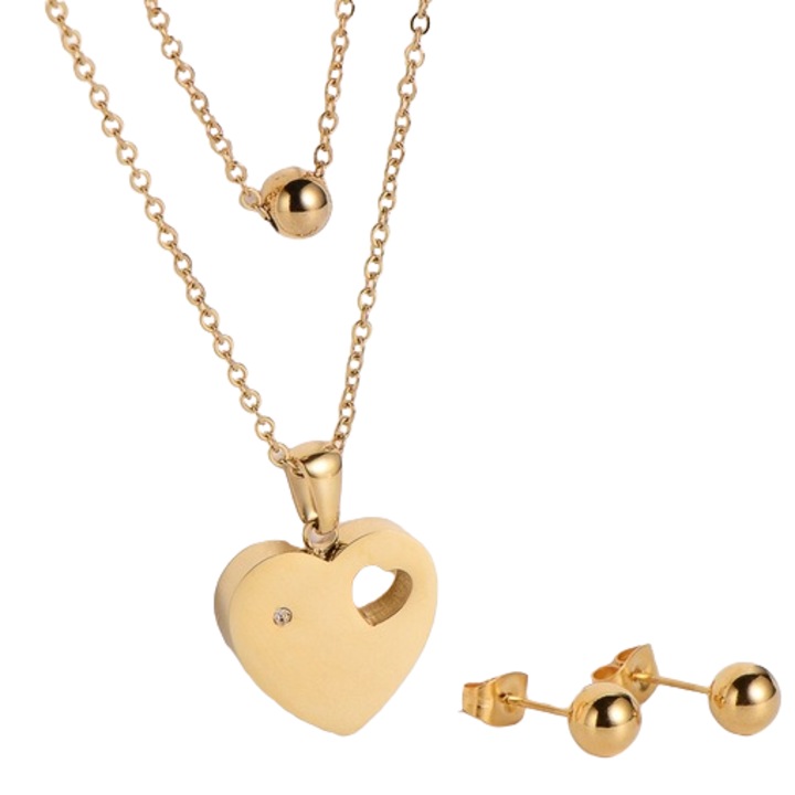 Női ékszerkészlet, Izmael, Rozsdamentes acél, Arany