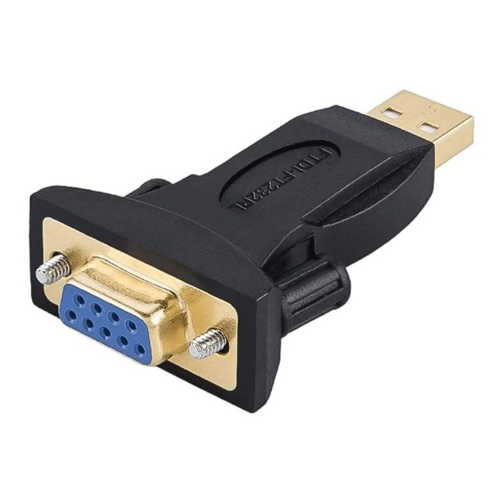 USB 2.0 към RS232 адаптер, PowerTech, CAB-U152, PL2303TA, черен