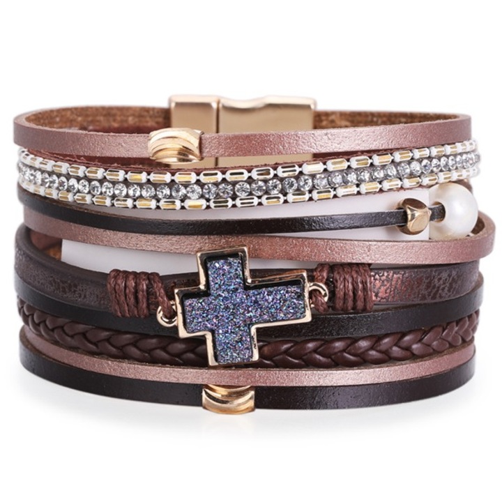 Karkötő, Izmael, Szintetikus bőr/fémötvözet, Sötétbarna