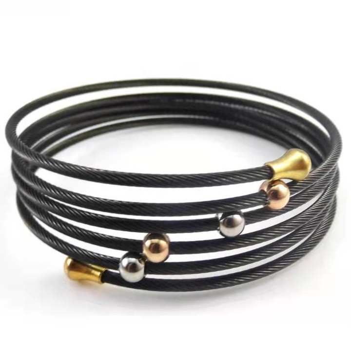 Női Luisa karkötő, IZMAEL, Rozsdamentes acél, Fekete