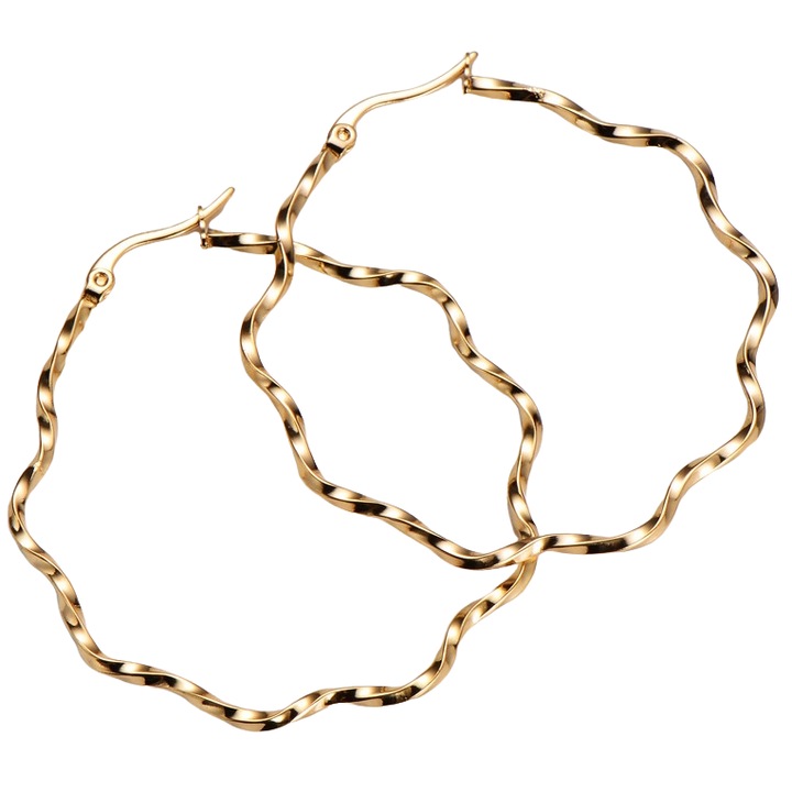 Дамски обеци Alexa, IZMAEL, Неръждаема стомана, 5x5см, Злато