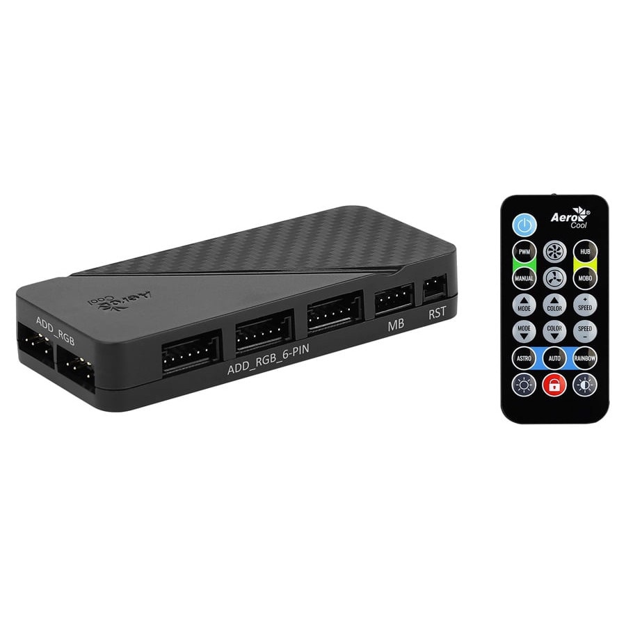 Hub de control, Aerocool, RGB, Controller wireless, 8 conectori, Negru ...