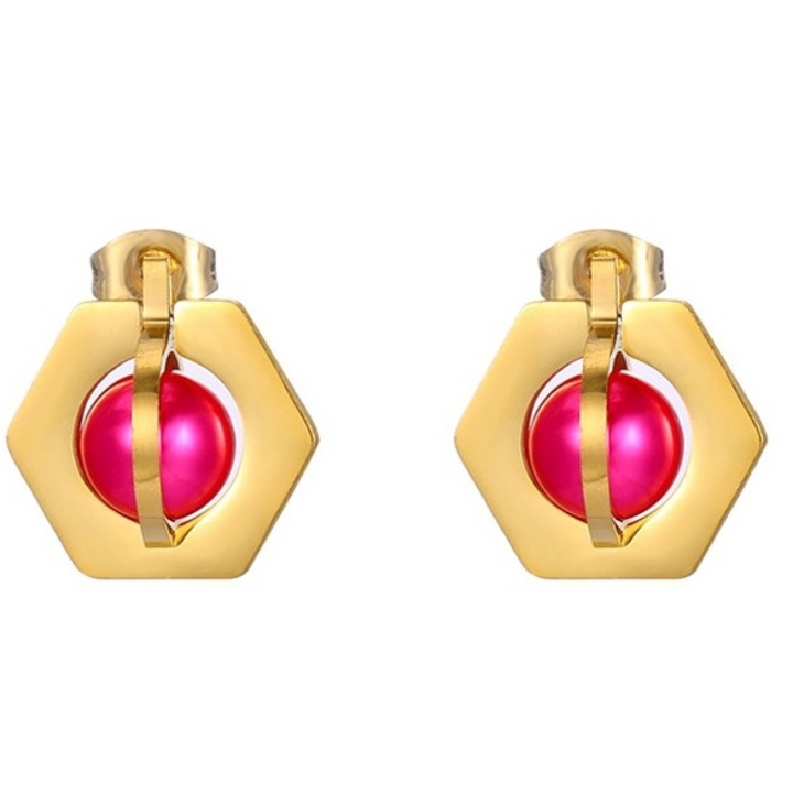 Női fülbevaló Izmael, arany/rózsaszín