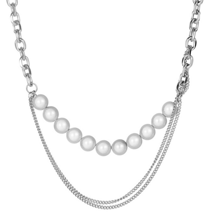 Női nyaklánc, IZMAEL, Gyönggyel, Acél, Ezüst