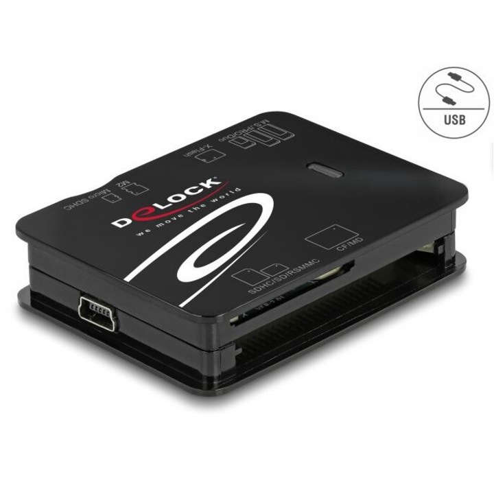 Delock USB 2.0 kártyaolvasó CF / SD / Micro SD / MS / xD / M2 memóriakártyákhoz (DL-91007)