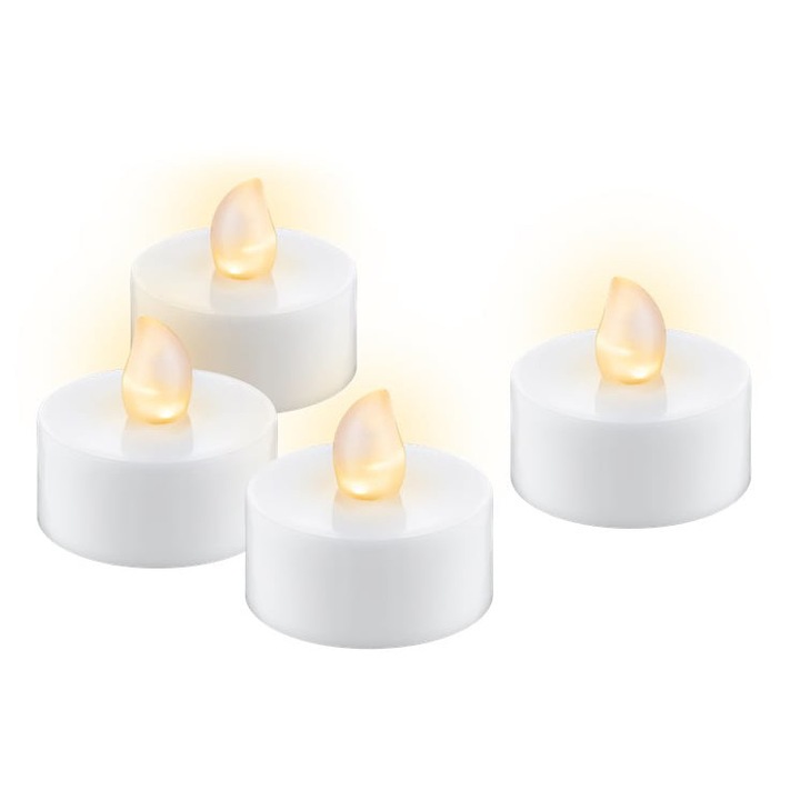 Set 4 lumanari LED, 3000K, Alb