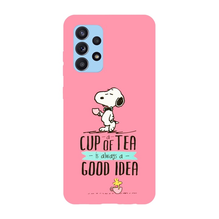 Husa compatibila cu Samsung Galaxy A72, Viceversa, model A cup of tea is always good ideea Snoopy, Silicon, TPU