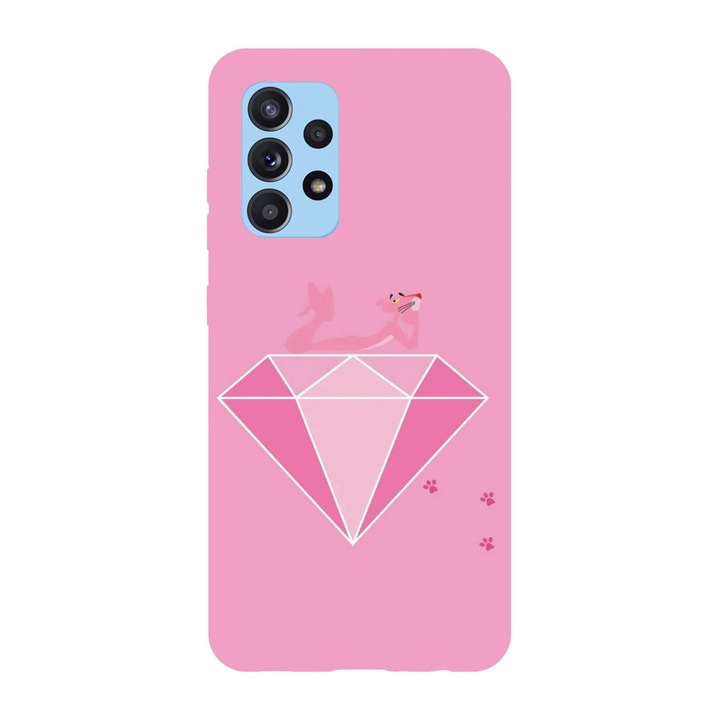 Husa compatibila cu Samsung Galaxy A71, Viceversa, model Diamond Pink Panther, Silicon, TPU