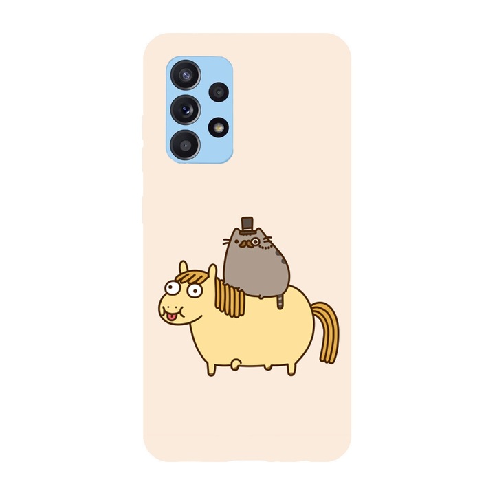 Husa compatibila cu Samsung Galaxy A71, Viceversa, model Aristocrat rider Pusheen, Silicon, TPU