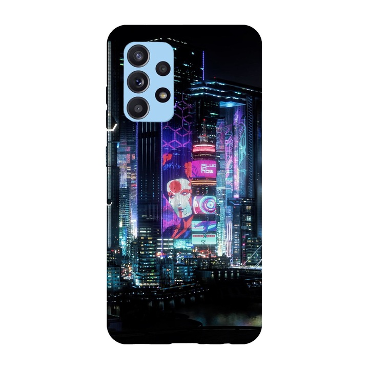 Husa compatibila cu Samsung Galaxy A22 4G, Viceversa, model City Lights Cyberpunk, Silicon, TPU