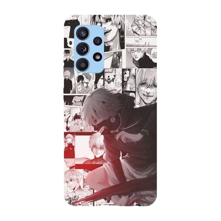 Husa compatibila cu Samsung Galaxy A22 4G, Viceversa, model Ken Kaneki Tokyo Ghoul Manga, Silicon, TPU