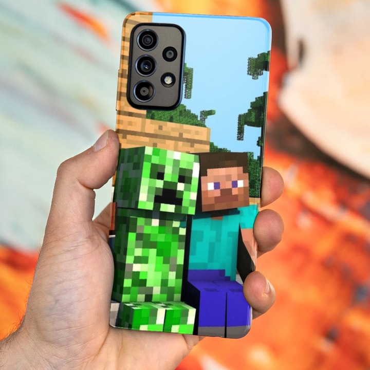 A burkolat kompatibilis a Samsung Galaxy A53 5G, Viceversa, Steve és Creeper Friendship modellel, szilícium, TPU