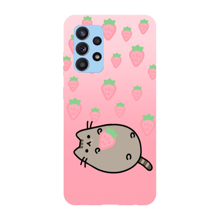 Husa compatibila cu Samsung Galaxy A53 5G, Viceversa, model Strawberry Pusheen, Silicon, TPU