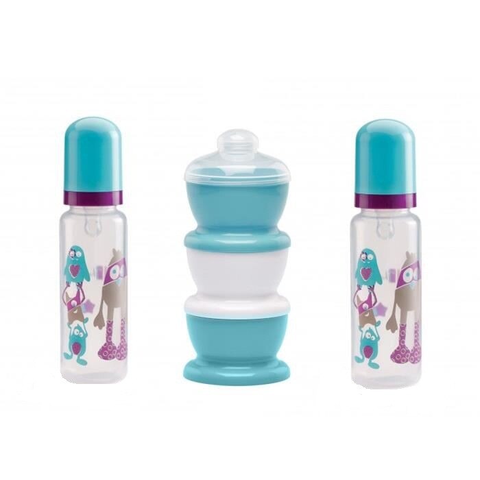 Set 2 biberoane PP 240 ml + recipient mancarica