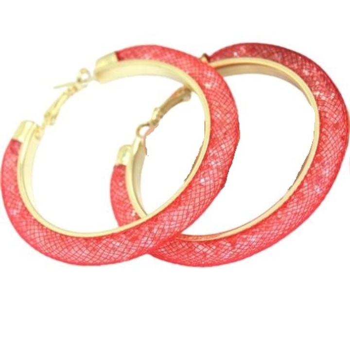 Fülbevaló, izmael, fém/cink ötvözet, cirkónium, rózsaszín