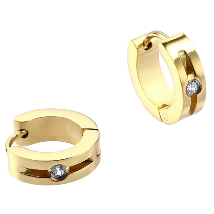 Обеци Izmael, Цирконий, Неръждаема стомана, Златист