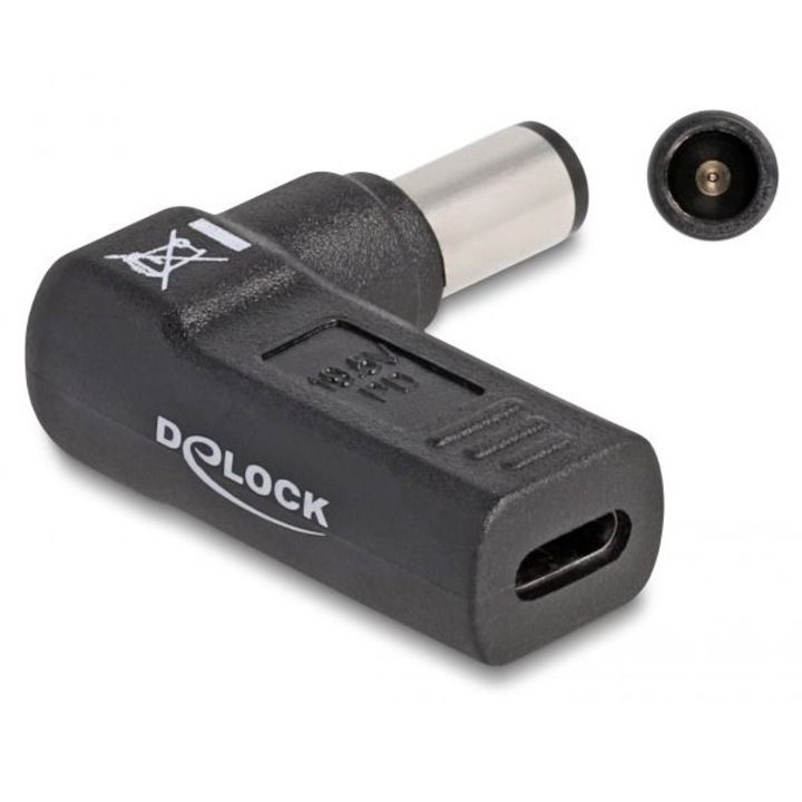 Tápadapter, Delock, USB-C/Dell 7,4x5 mm, 90°, fekete