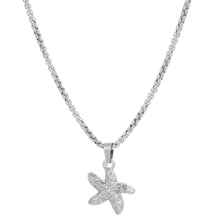 Colier cu pandantiv dublu, IZMAEL, Inox, Argintiu