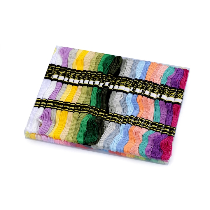 Комплект от 50 броя конци за бродиране тип мулине, тегло 2,7 гр., дебелина 0,8 мм Многоцветен