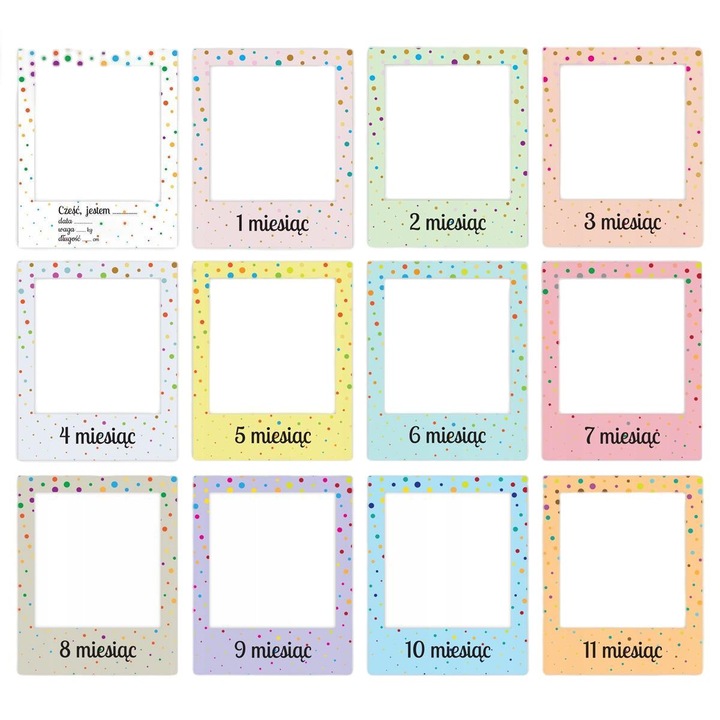 Set 24 rame foto stil instagram, Carton, Modele diverse, 12x15 cm, Multicolor