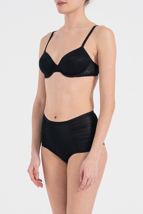 CALVIN KLEIN, Párnázott texturált melltartó logós részlettel, Fekete