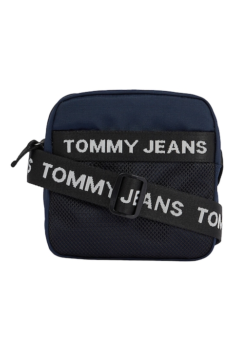 Tommy Jeans, Geanta crossbody cu buzunar exterior de plasa, Albastru marin