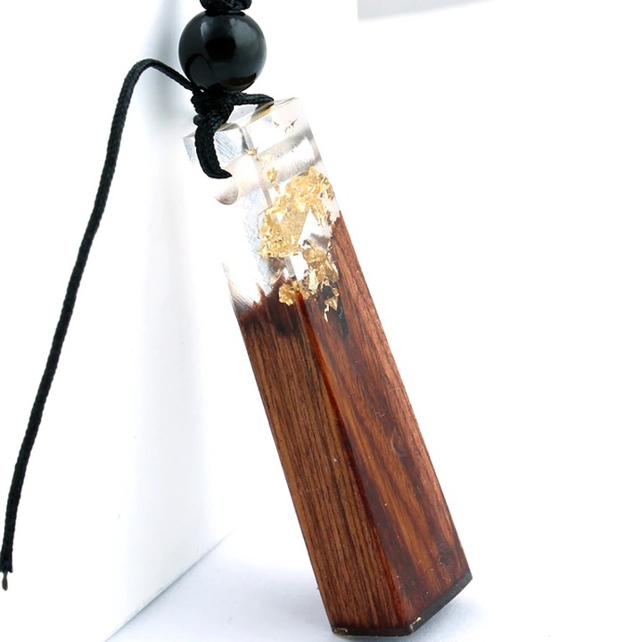 Női nyaklánc, izmael, fa, kék/barna