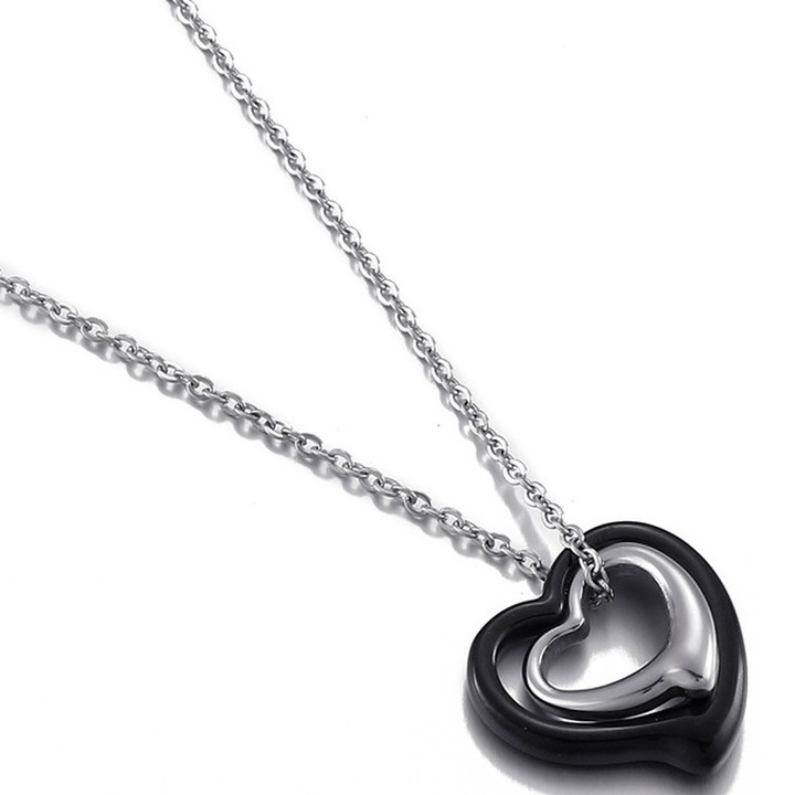 Nyaklánc dupla medállal, IZMAEL, Rozsdamentes acél, Fekete, Ezüst