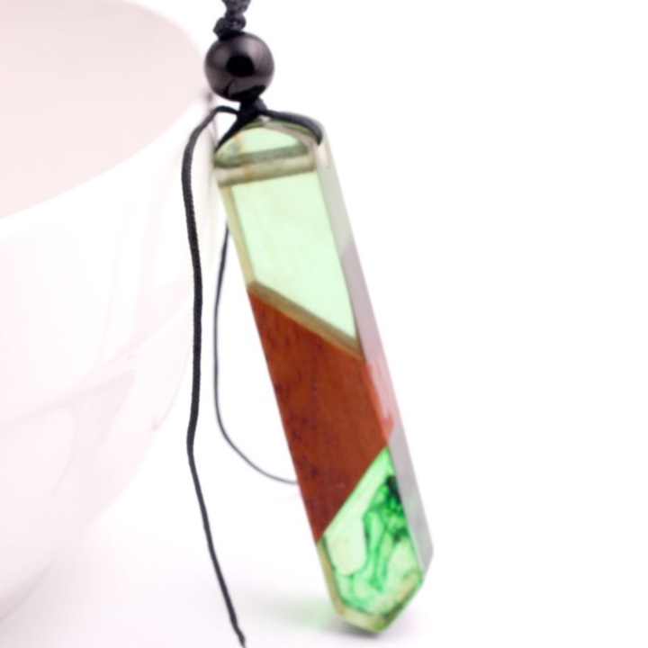 Női nyaklánc, IZMAEL, fa, zöld/barna