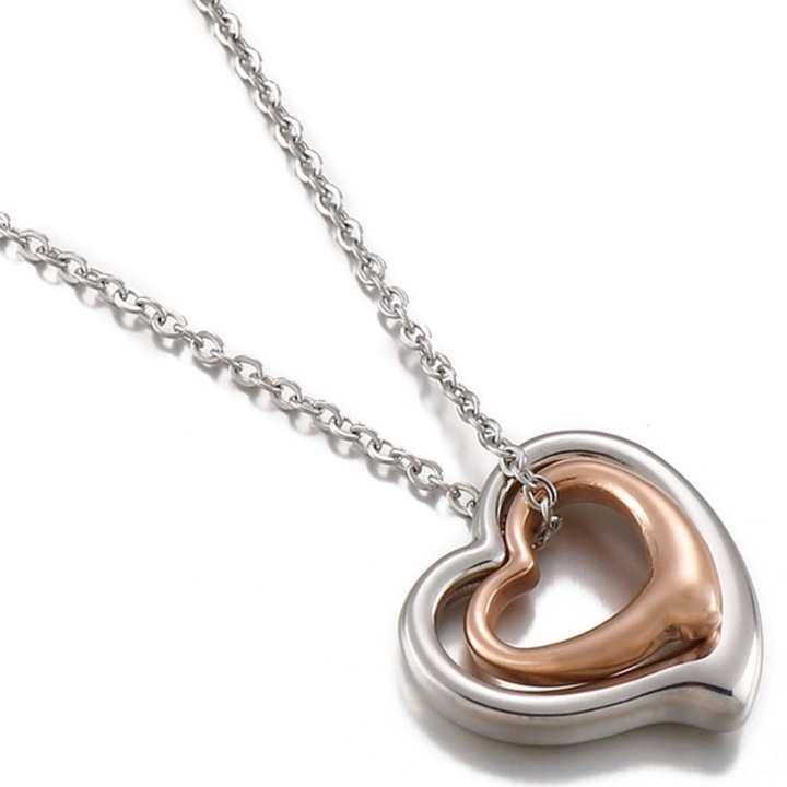 Nyaklánc medállal, IZMAEL, Rozsdamentes acél, Rózsaszín, Ezüst