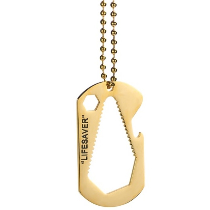 Nyaklánc medállal, IZMAEL, Rozsdamentes acél, Arany