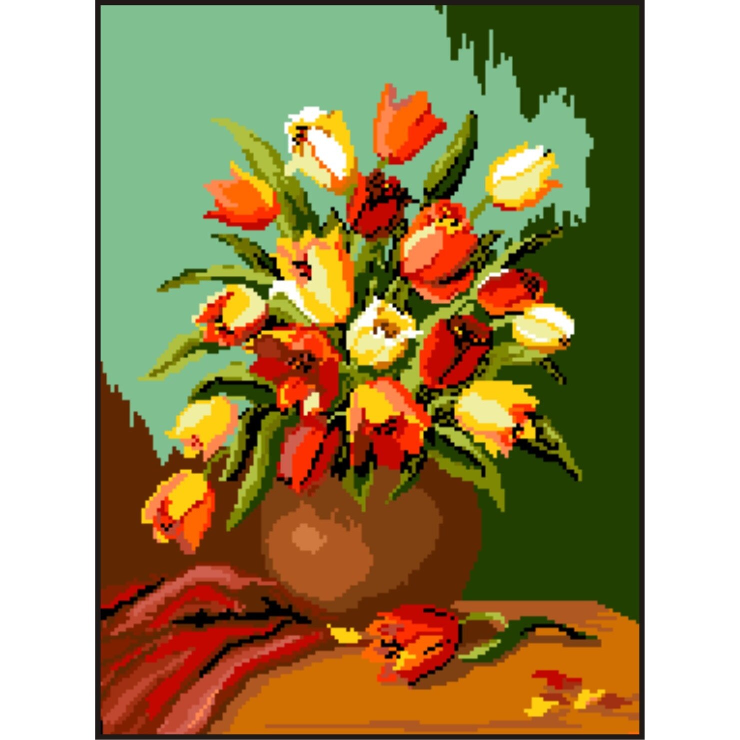 Lalele - kit goblen cu diagrama alb-negru