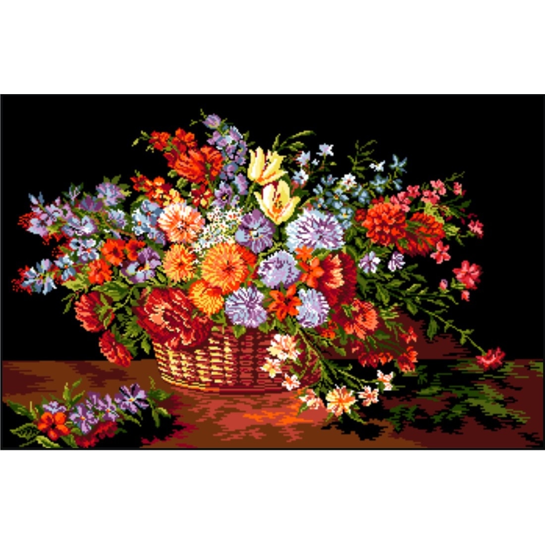 Splendoare florala - kit goblen cu diagrama alb-negru