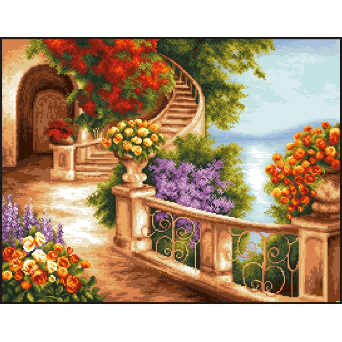 Rasfatul verii - kit goblen cu diagrama alb-negru