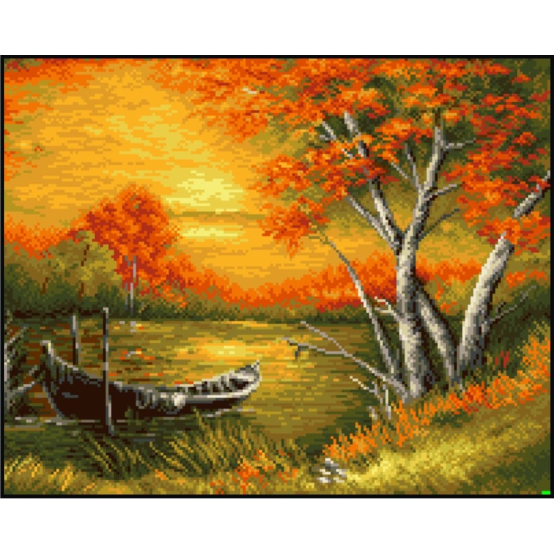 Miraj de toamna - kit goblen cu diagrama alb-negru