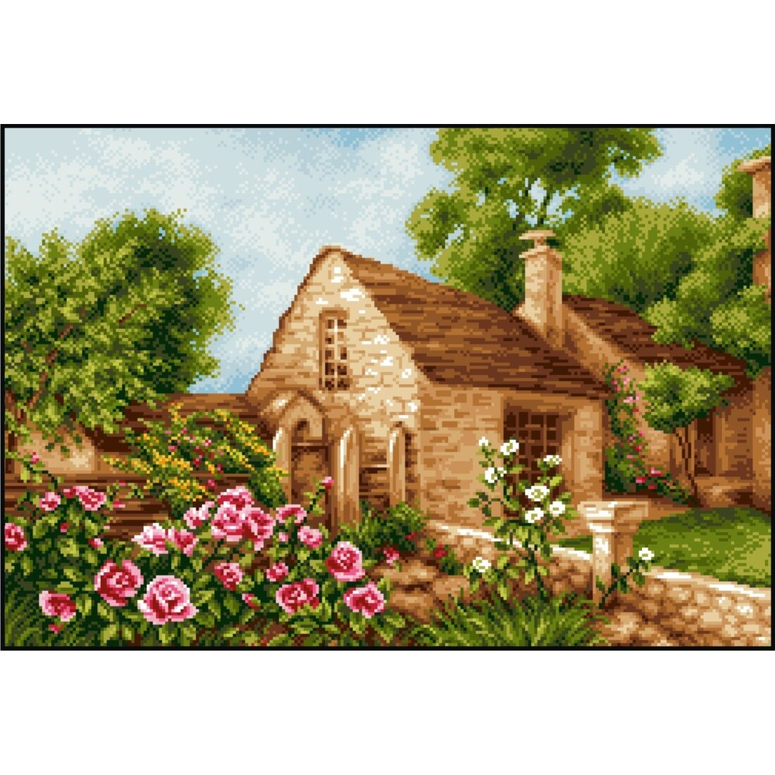 Vara in Provence - kit goblen cu diagrama alb-negru