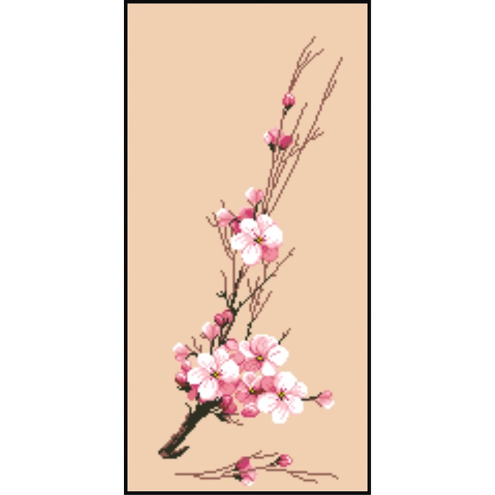 Floare de cires - kit goblen cu diagrama alb-negru