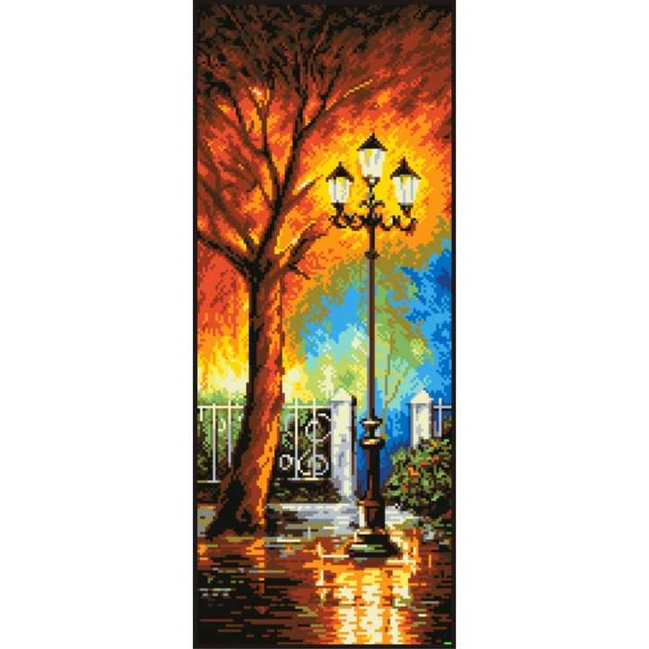 Felinar in noapte - kit goblen cu diagrama color