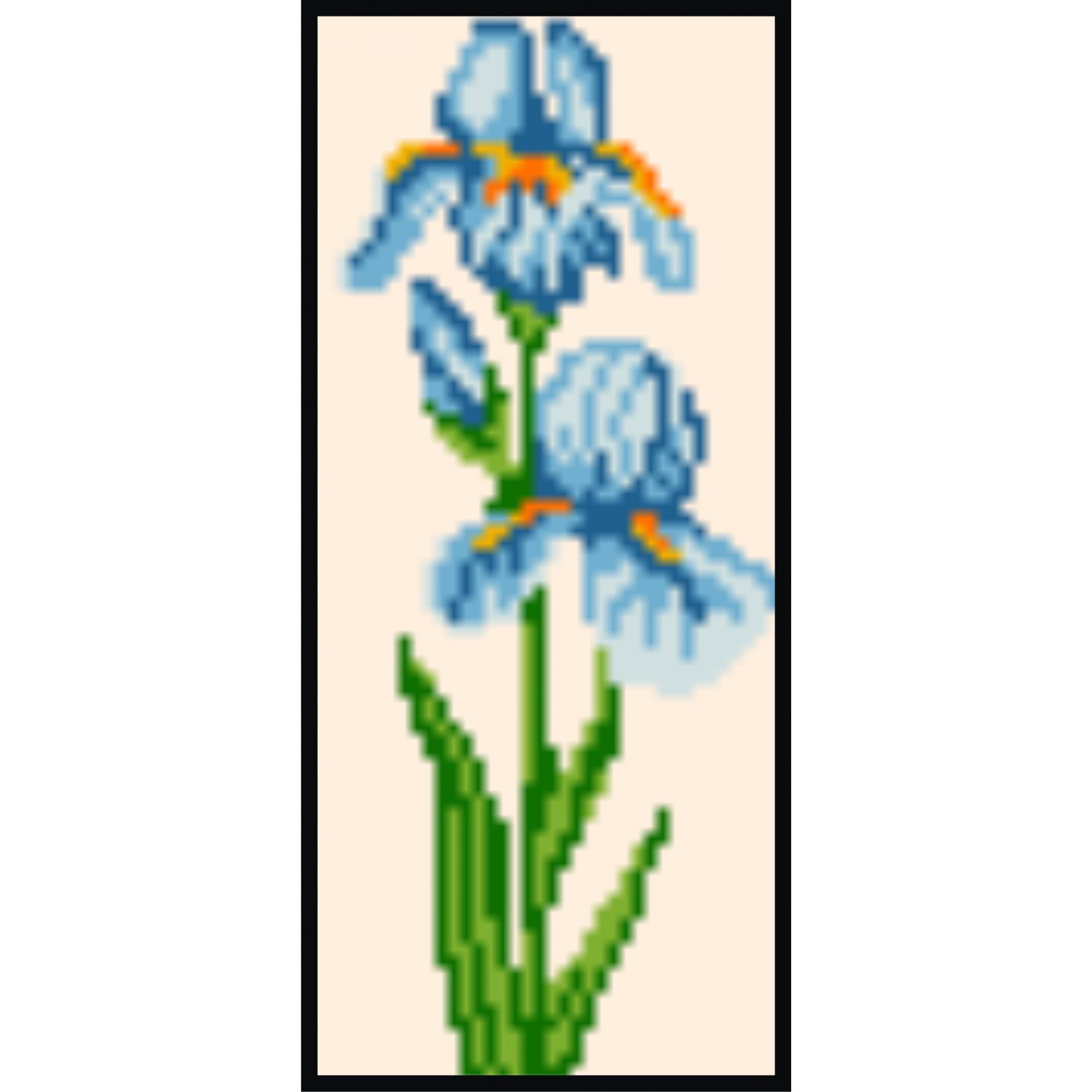 Iris albastru - kit goblen cu diagrama alb-negru