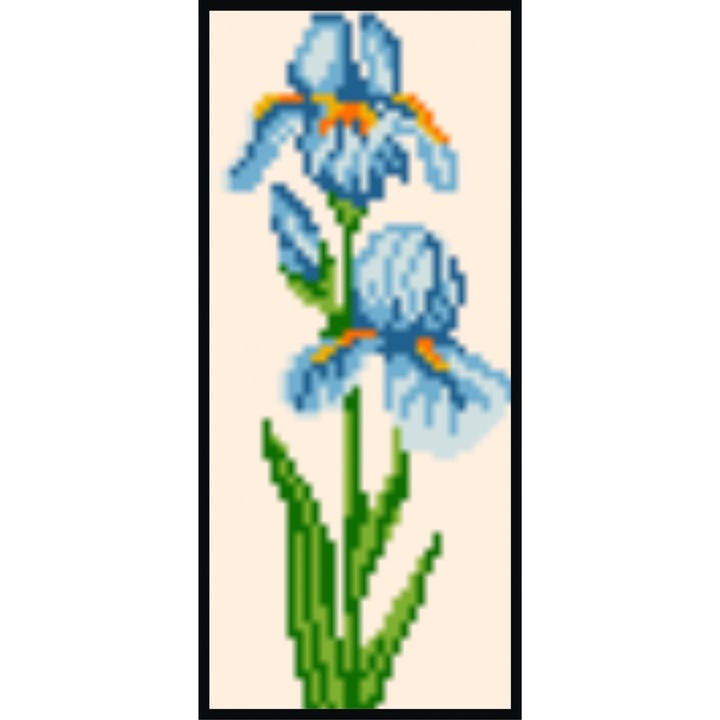 Iris albastru - kit goblen cu diagrama alb-negru