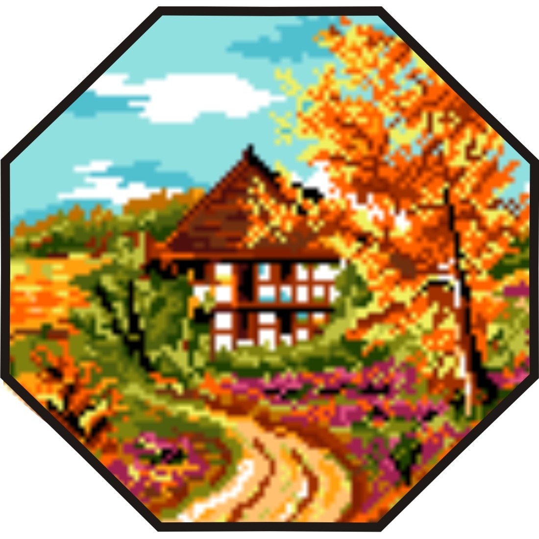 Toamna - kit goblen cu diagrama alb-negru