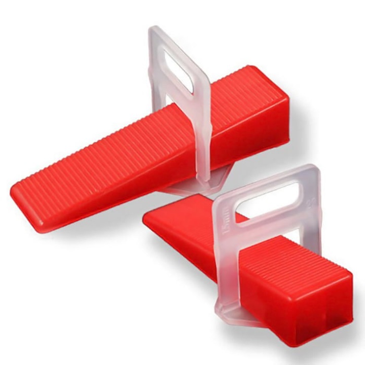 Set 100 cleme de montare gresie, 1.0mm, Rosu