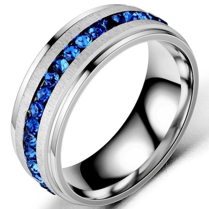 Női gyűrű, Izmael, Rozsdamentes acél, 62mm, Ezüst/Kék