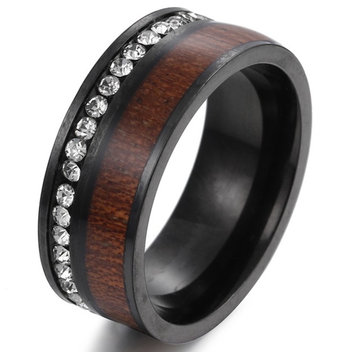 Пръстен, Измаел, неръждаема стомана, 52 мм, черно/кафяво