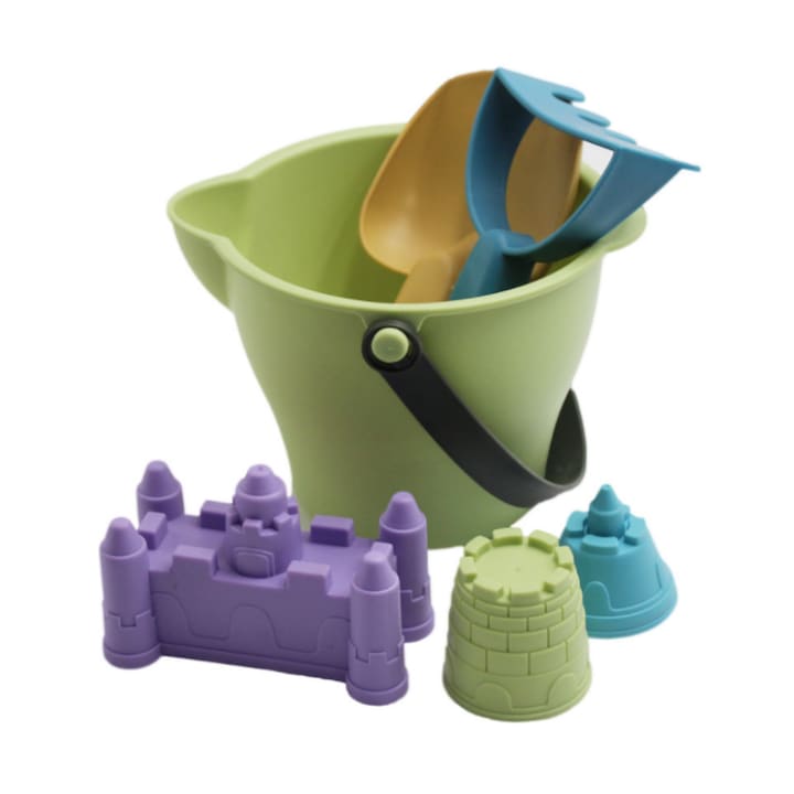 Комплект детски пясъчни играчки FreeBiz, Пластмаса, 6 части, 4-6 години, Зелен