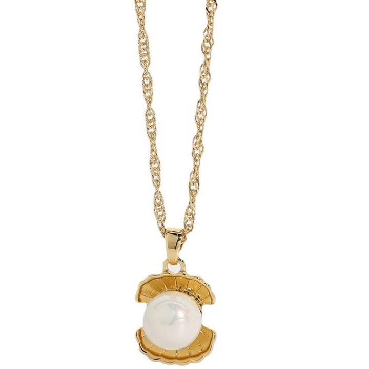 Női Shell Pearl nyaklánc, IZMAEL, Rozsdamentes acél, 38+5cm, Arany