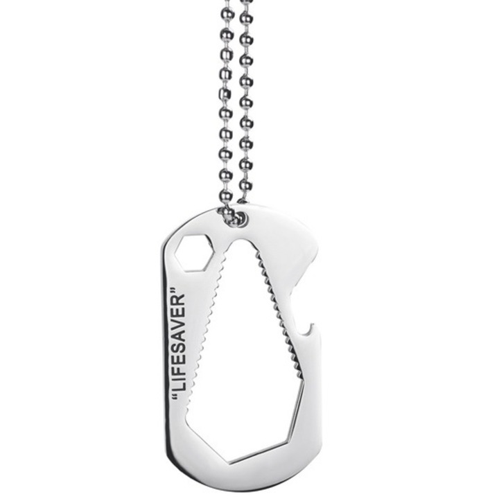 Colier cu pandantiv, IZMAEL, Inox, Argintiu