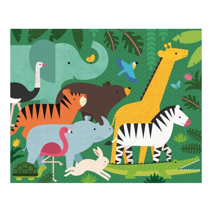 Rejtvény gyerekeknek, Petit Collage, 2 az 1-ben, 49 darab, +4 év, Többszínű