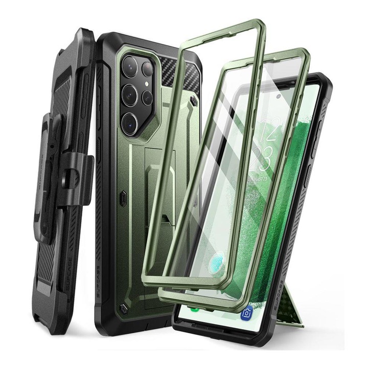 Supcase защитно покритие, съвместимо с Samsung Galaxy S23 Ultra, Unicorn Beetle Pro 2, с включено фолио, поликарбонат, зелен
